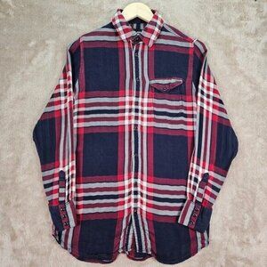 G-Star RAW Shirt Boyfriend Fit Tacoma Long Check Plaid Snap Button Womens Size S